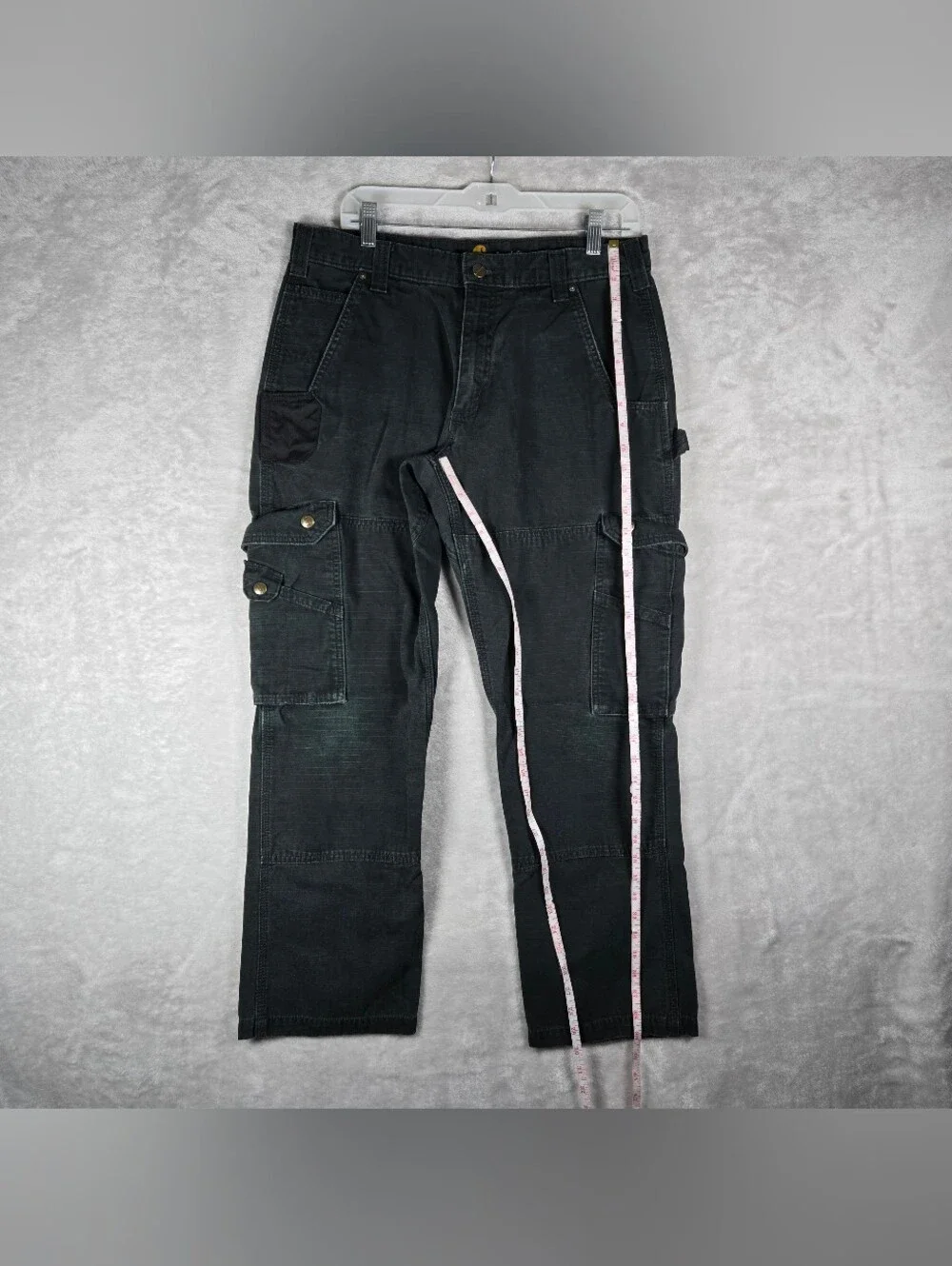 Carhartt Double Knee Cargo Pants Mens Size 34x30 Black Relaxed Fit Ripstop Y2K